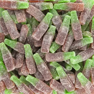 Sweet brown green cola bottles