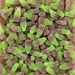 Mini Bottles of sweet green and brown cola